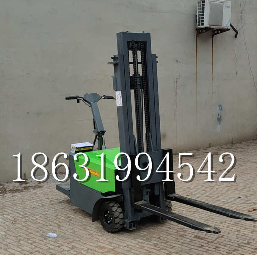 合作市优程全电动叉车插腿式堆高车液压装卸车1.5吨升高小型站驾式铲车